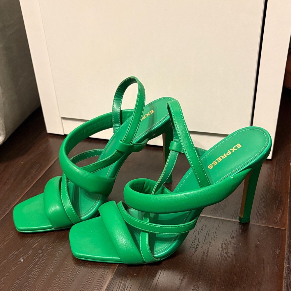 Express Vibrant Green Strappy Heels